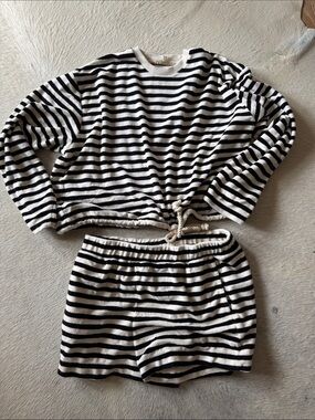 NEVER WORN! Madewell Black and White Striped Women's Pajama Set